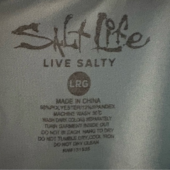 Salt Life Men's Sky Blue Long Sleeve Live Salty Front Pocket T Shirt Size Large - Picture 7 of 7
